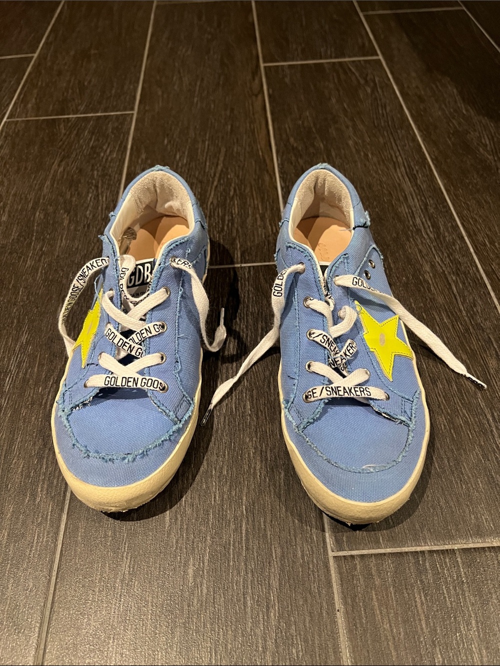 Golden Goose Kids Light Blue Canvas Sneakers with Yellow Star